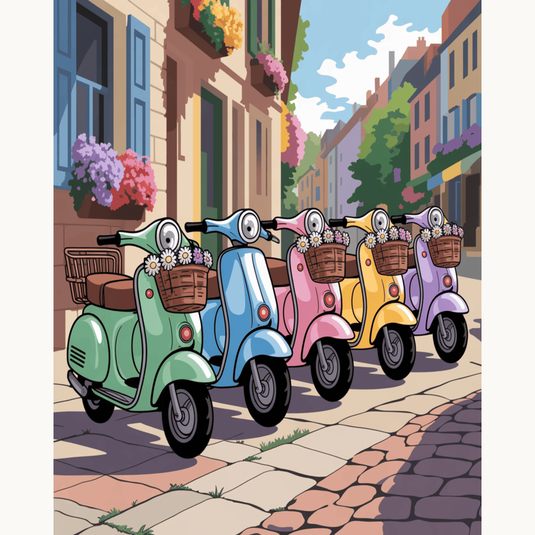 Colorful Vespa Row