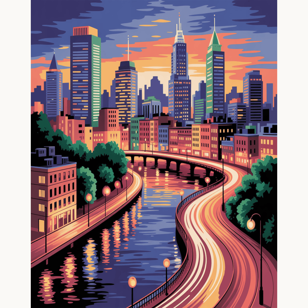 Sunset River Skyline