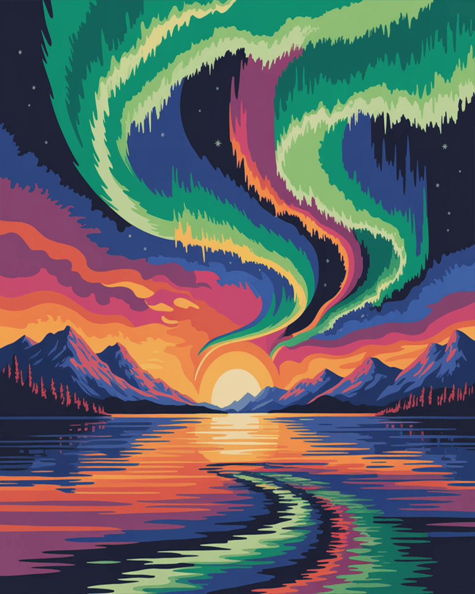 Aurora Sunset Reflections