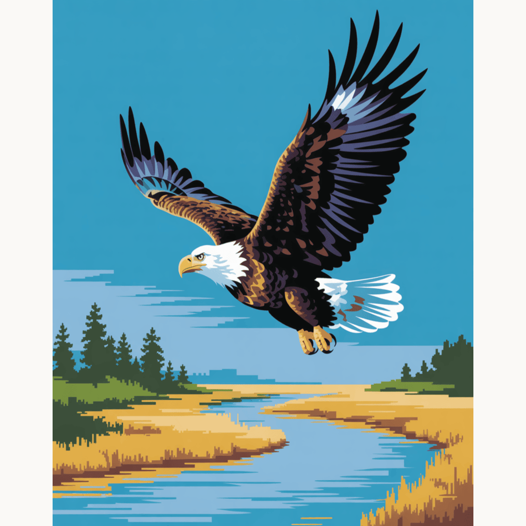 Bald Eagle Over River