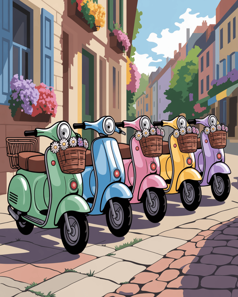Colorful Vespa Row