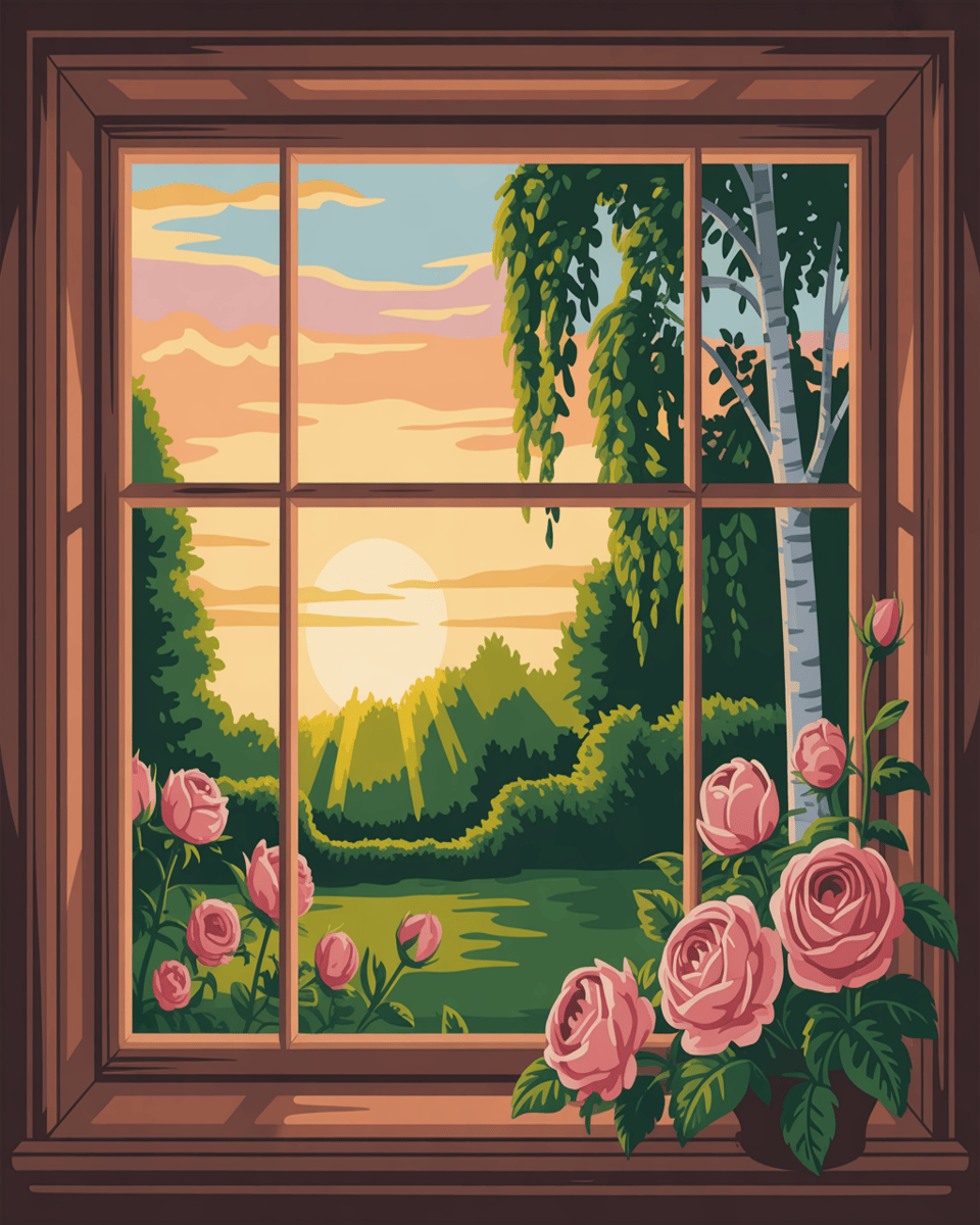 Floral Window Sunrise
