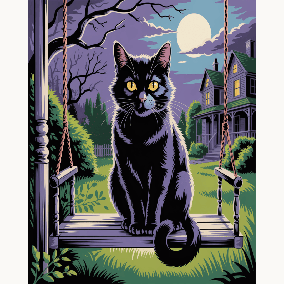 Moonlit Black Cat