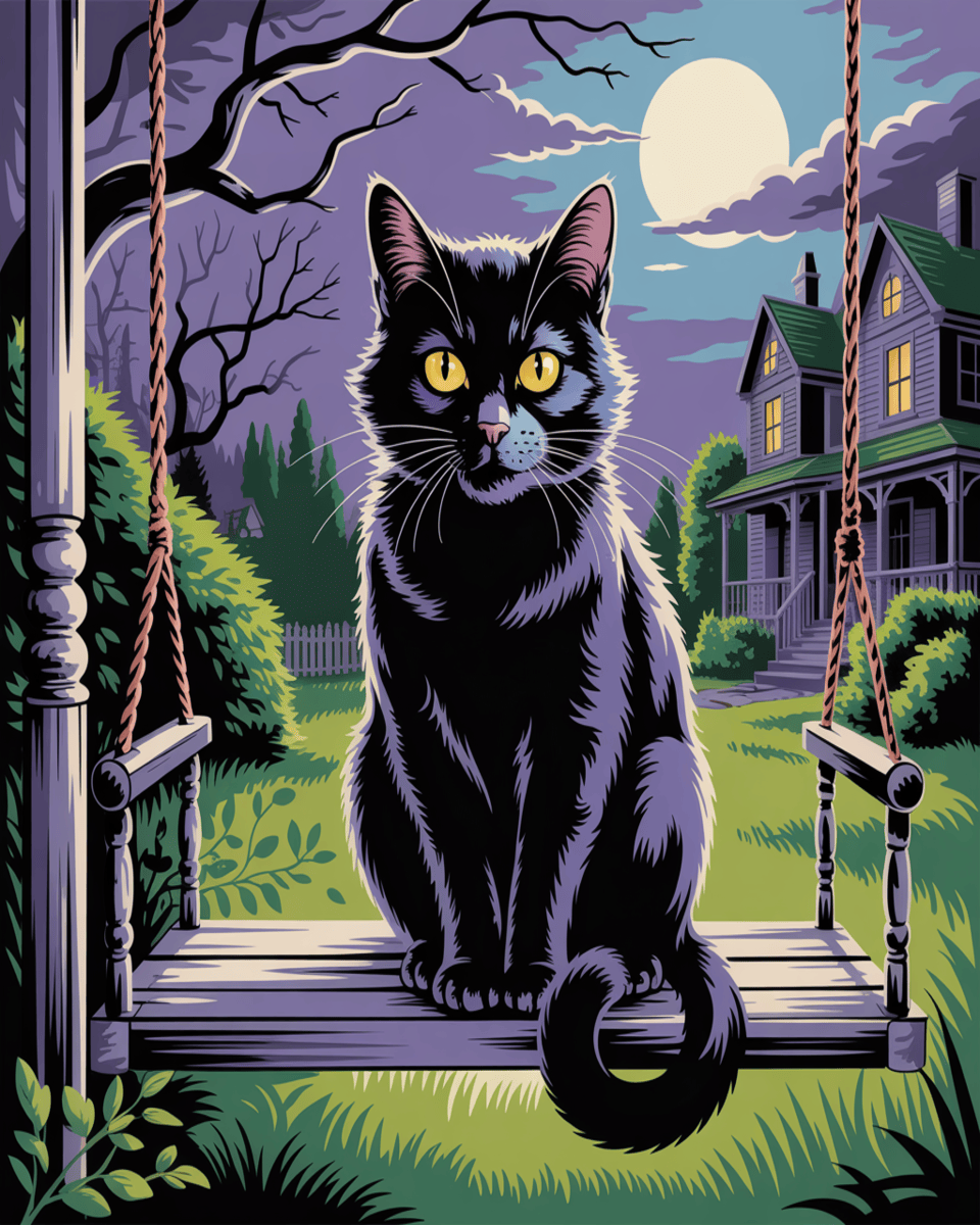 Moonlit Black Cat