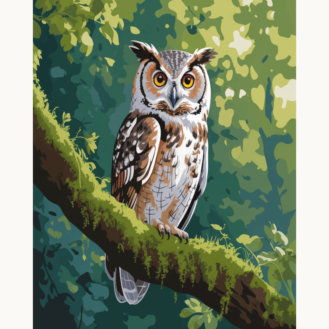 Owl on Mossy Branch