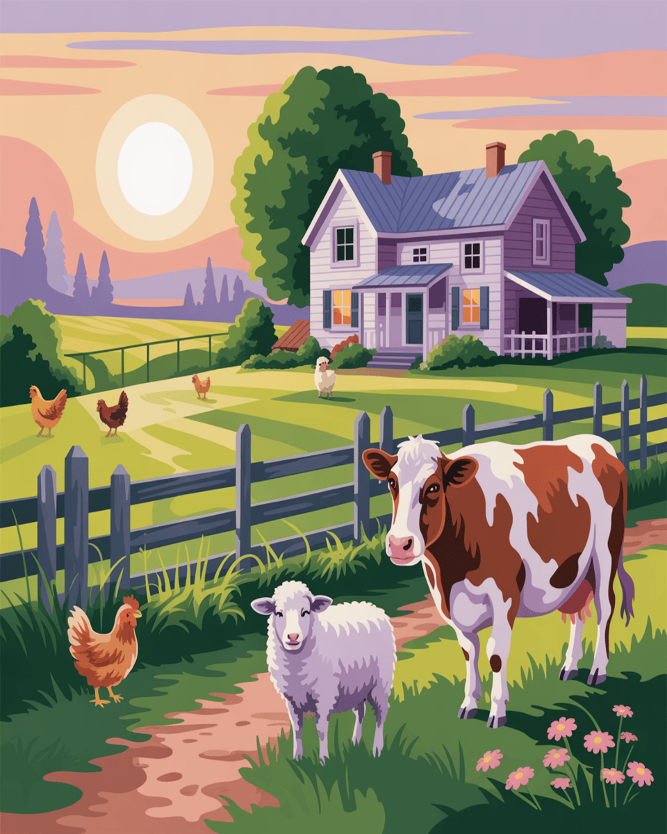 Sunlit Farmstead Lane