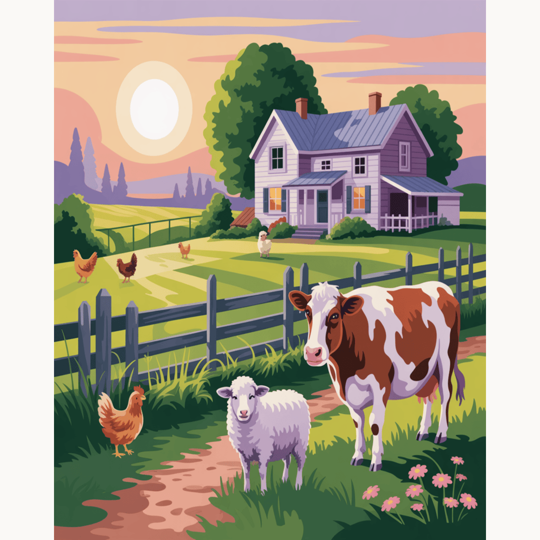 Sunlit Farmstead Lane