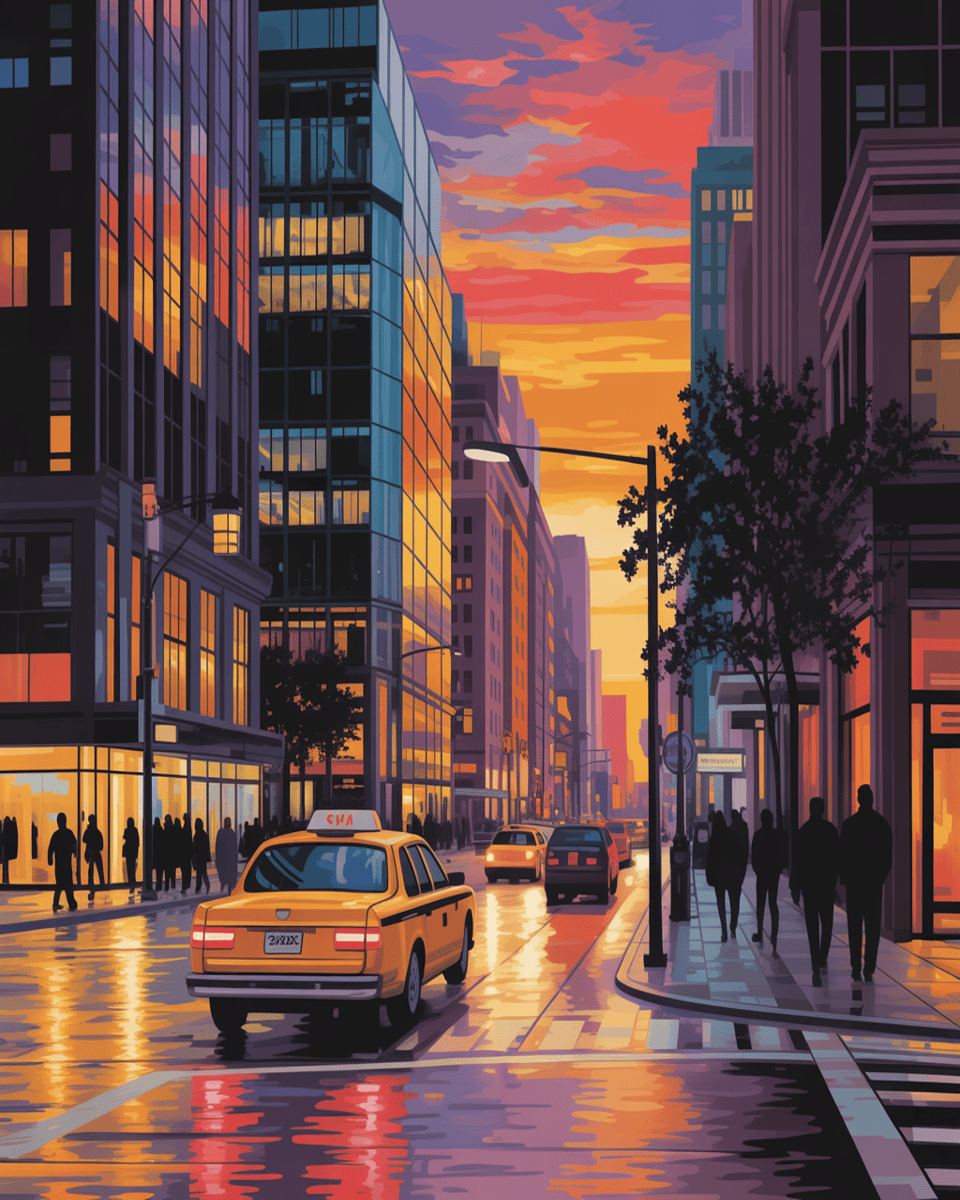 Sunset Taxi Ride