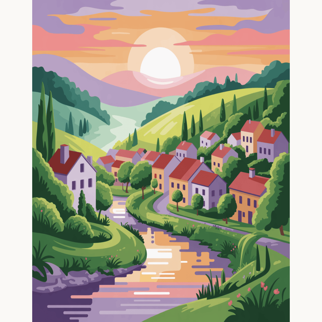 Village River Sunset