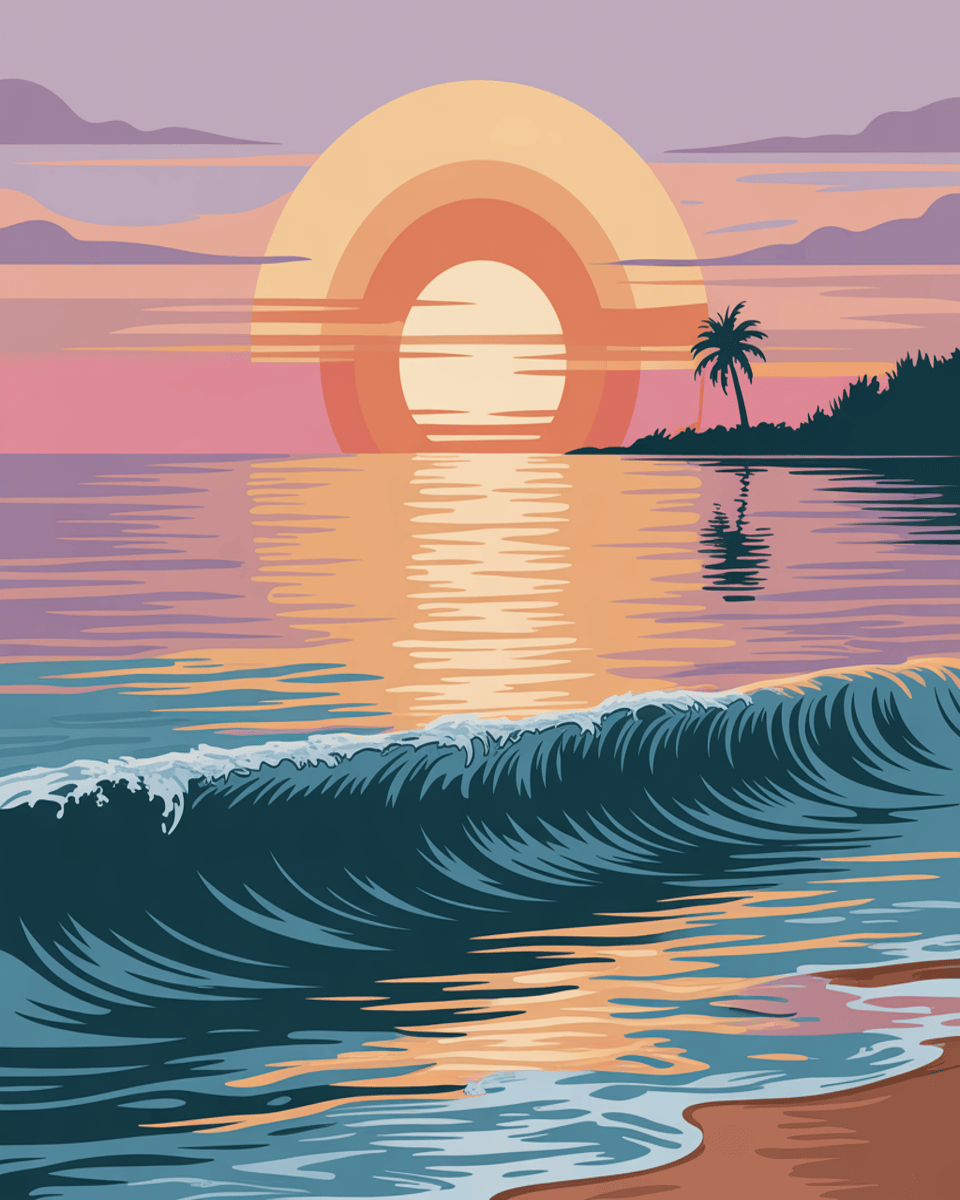Waves At Sunset