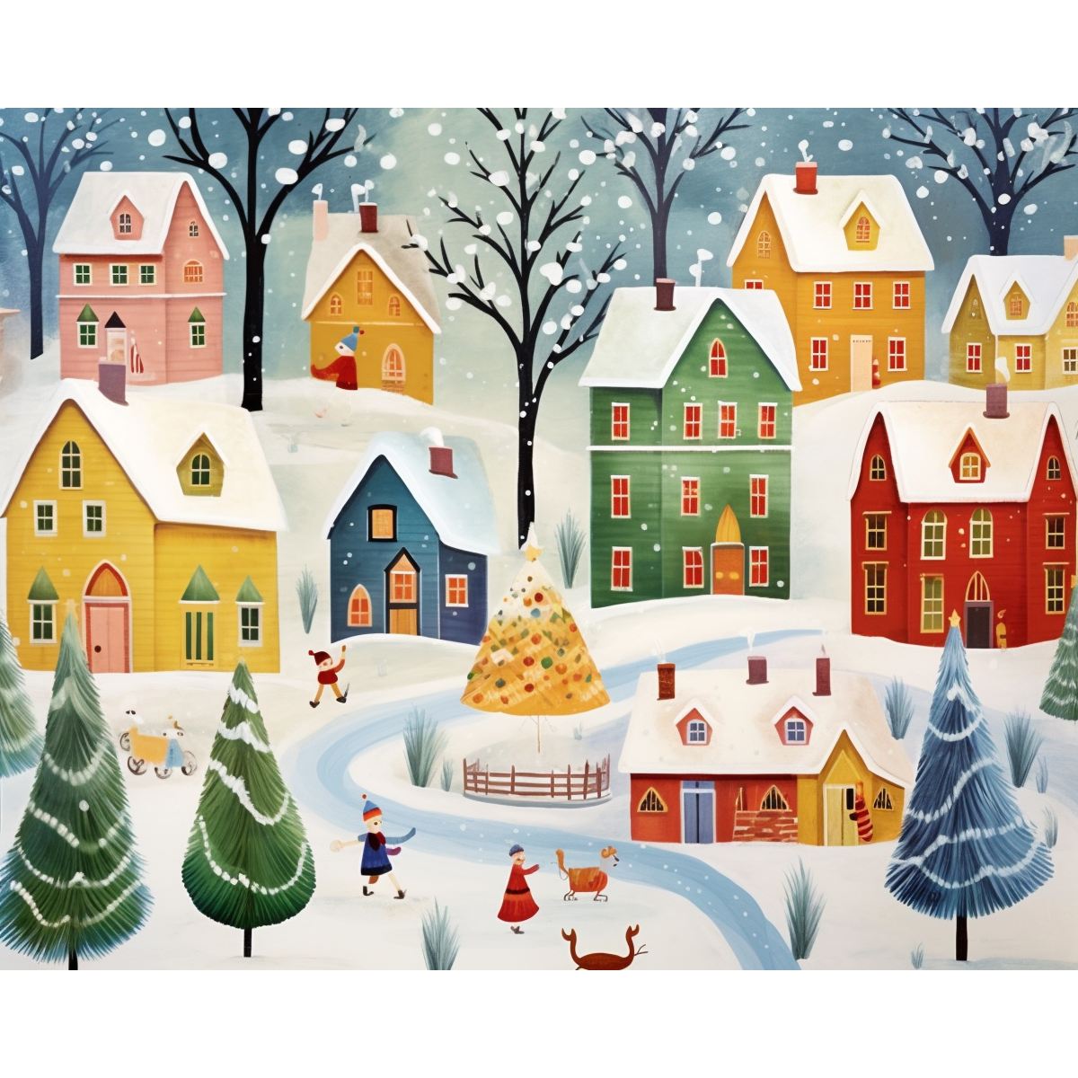 Whimsical Village Winter